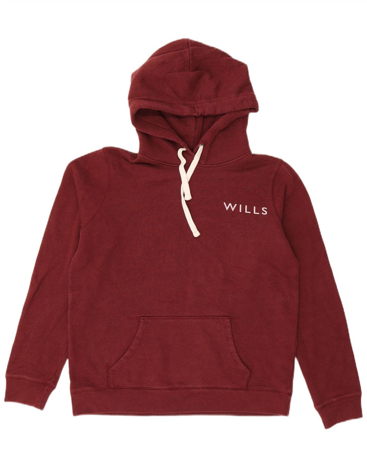 Женский джемпер с капюшоном JACK WILLS UK 12, средний бордовый хлопок, хлопковый