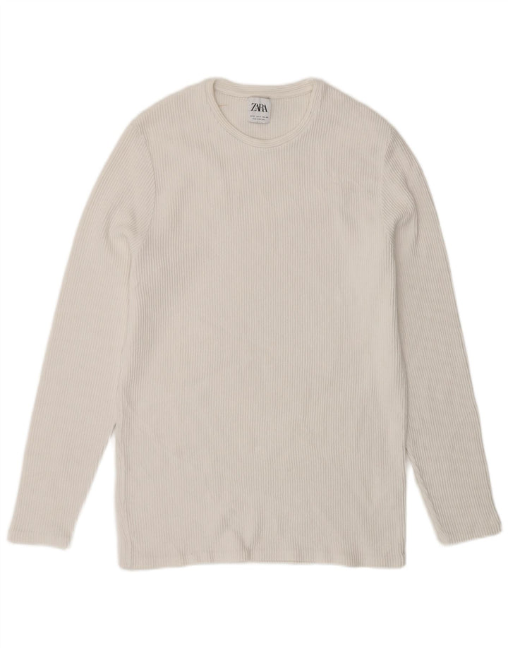 Мужской топ Zara с длинным рукавом, средний белый хлопок