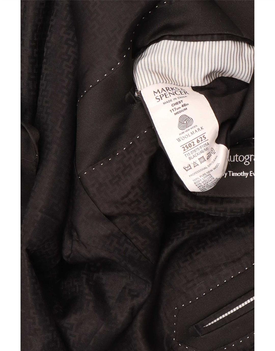 Мужской пиджак на 1 пуговице Marks & Spencer, Великобритания, 46 XL, черный, новый, шерстяной
