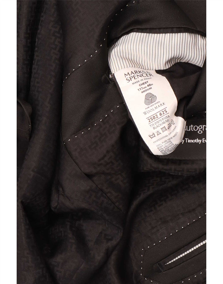 Мужской пиджак на 1 пуговице Marks & Spencer, Великобритания, 46 XL, черный, новый, шерстяной