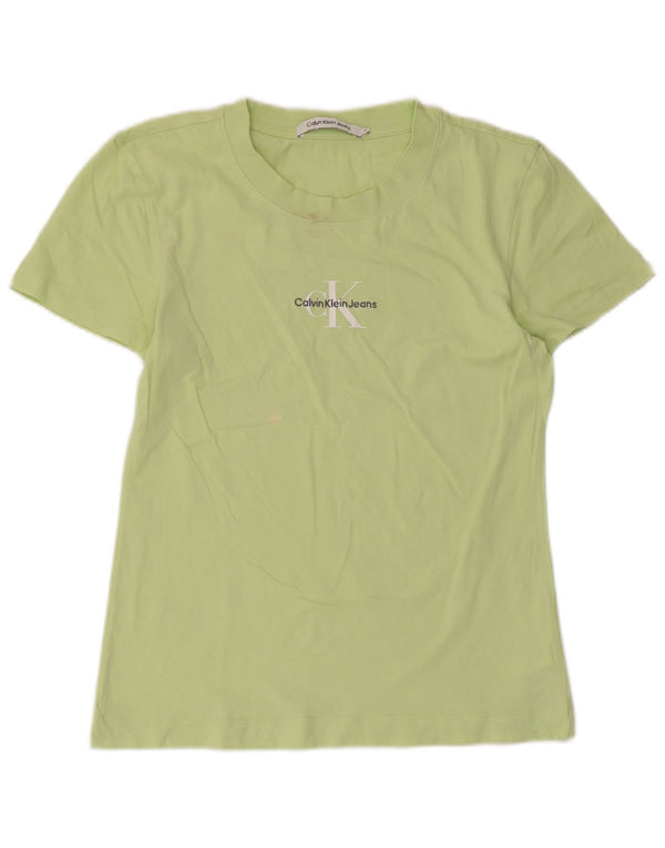 Женская футболка с рисунком Calvin Klein Jeans Top UK 12, средний зеленый хлопок