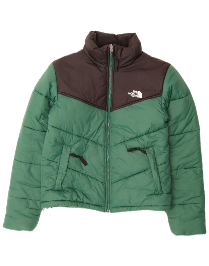 Мужская стеганая куртка THE NORTH FACE UK 36, маленькая зеленая, нейлон с цветными блоками
