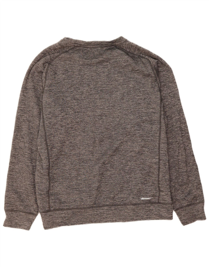 ADIDAS Mens Climawarm Graphic Sweatshirt Jumper Large Grey Flecked
