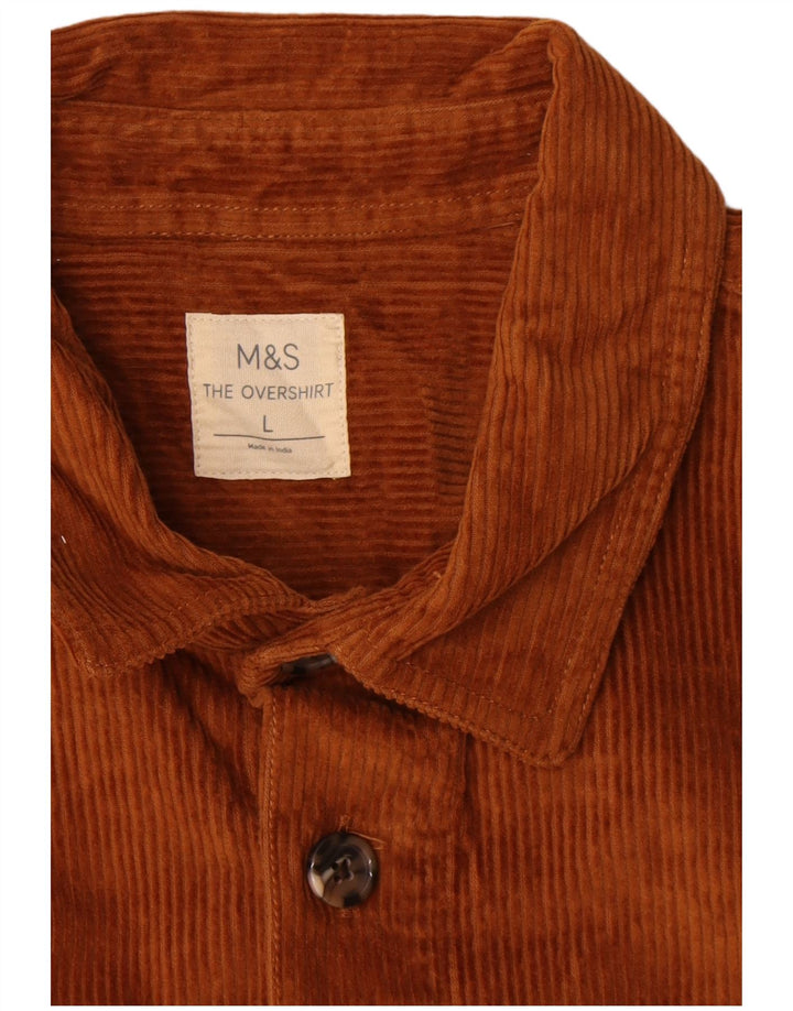 Мужская вельветовая рубашка Marks & Spencer, большая коричневая хлопковая рубашка