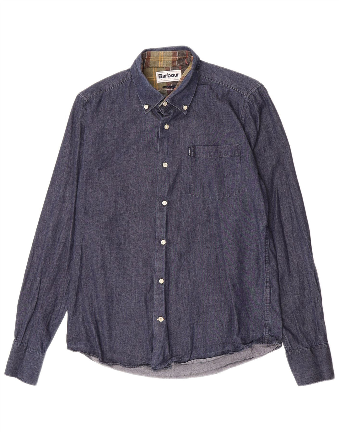 Мужская джинсовая рубашка Barbour, маленькая, темно-синяя, хлопковая