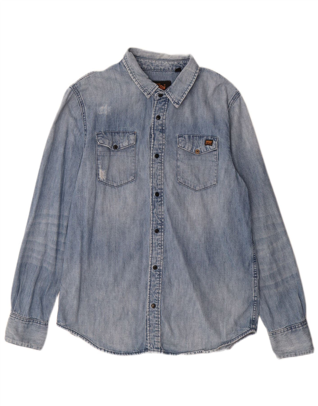 Мужская джинсовая рубашка Superdry XL, синяя, хлопок