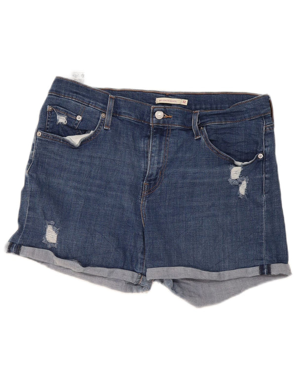 Женские джинсовые шорты Levi's с потертостями W32, большие синие, хлопок