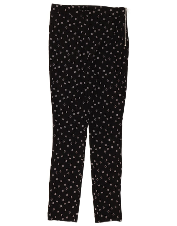 Zara Женские узкие повседневные брюки XS W24 L28 Черные пятнистые вискозные брюки