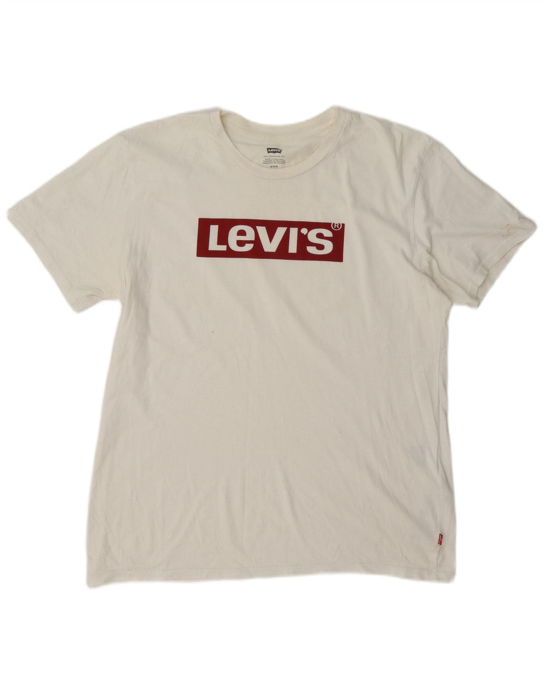 Мужская футболка с рисунком Levi's, топ среднего размера, белый хлопок, хлопок
