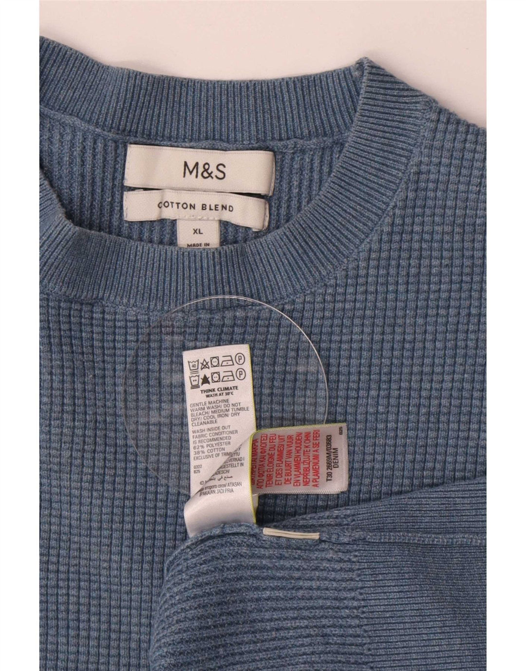 Мужской джемпер с круглым вырезом Marks & Spencer XL, синий полиэстер