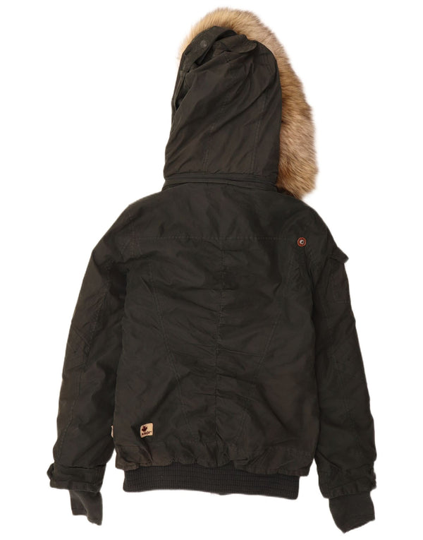 KHUJO Женское стеганое пальто с капюшоном UK 12, средний хаки, полиэстер