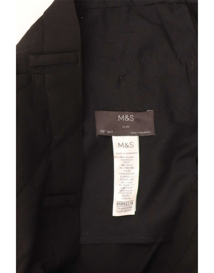 Мужские узкие укороченные брюки Marks & Spencer W38 L25 черные из полиэстера