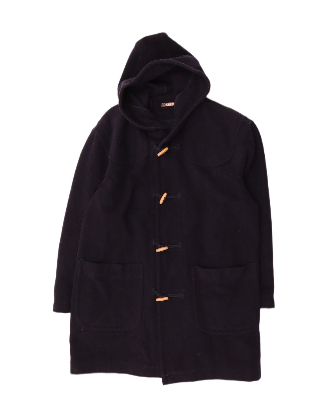 Мужской дафлкот Sisley в стиле непринужденной элегантности с капюшоном UK 36, маленький темно-синий, шерстяной