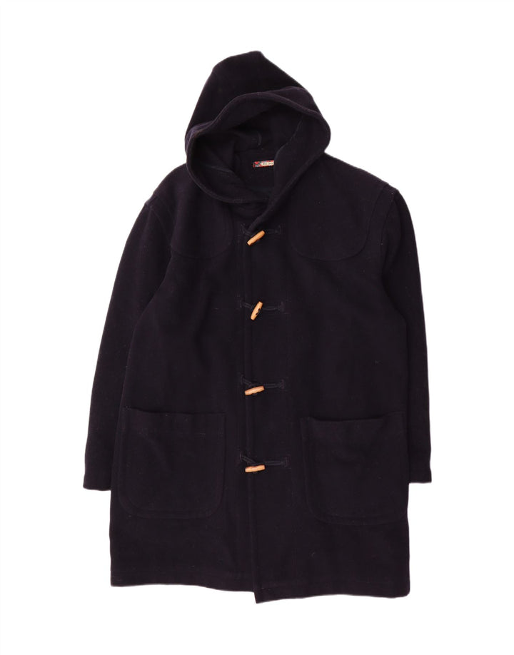 Мужской дафлкот Sisley в стиле непринужденной элегантности с капюшоном UK 36, маленький темно-синий, шерстяной