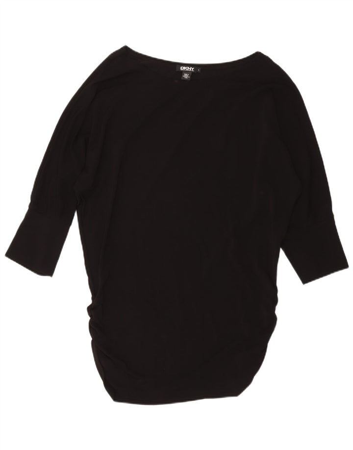 Женское платье-туника DKNY «летучая мышь», Великобритания 16, большой размер, черная вискоза