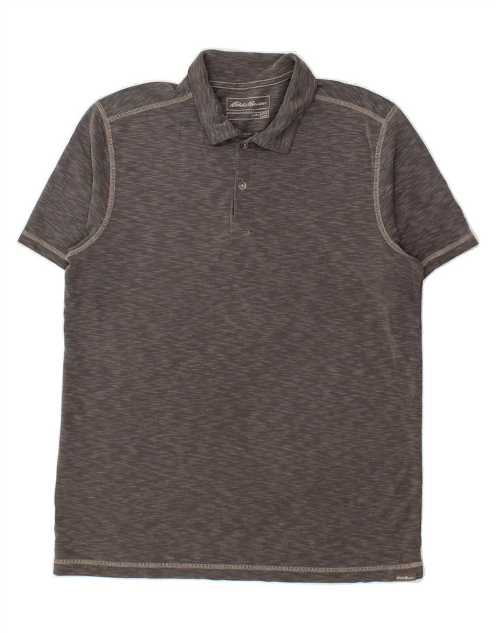EDDIE BAUER Mens Polo Shirt Medium Grey Flecked Lyocell Vintage Eddie Bauer and Second-Hand Eddie Bauer from Messina Hembry 