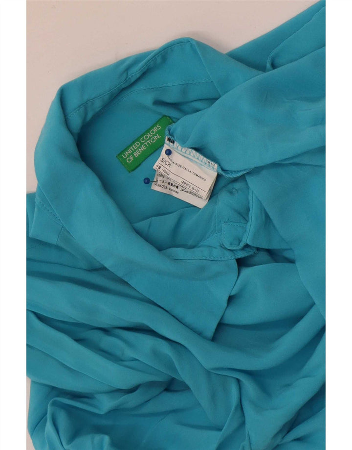 Рубашка женская Benetton UK 10, маленькая, синяя, вискоза
