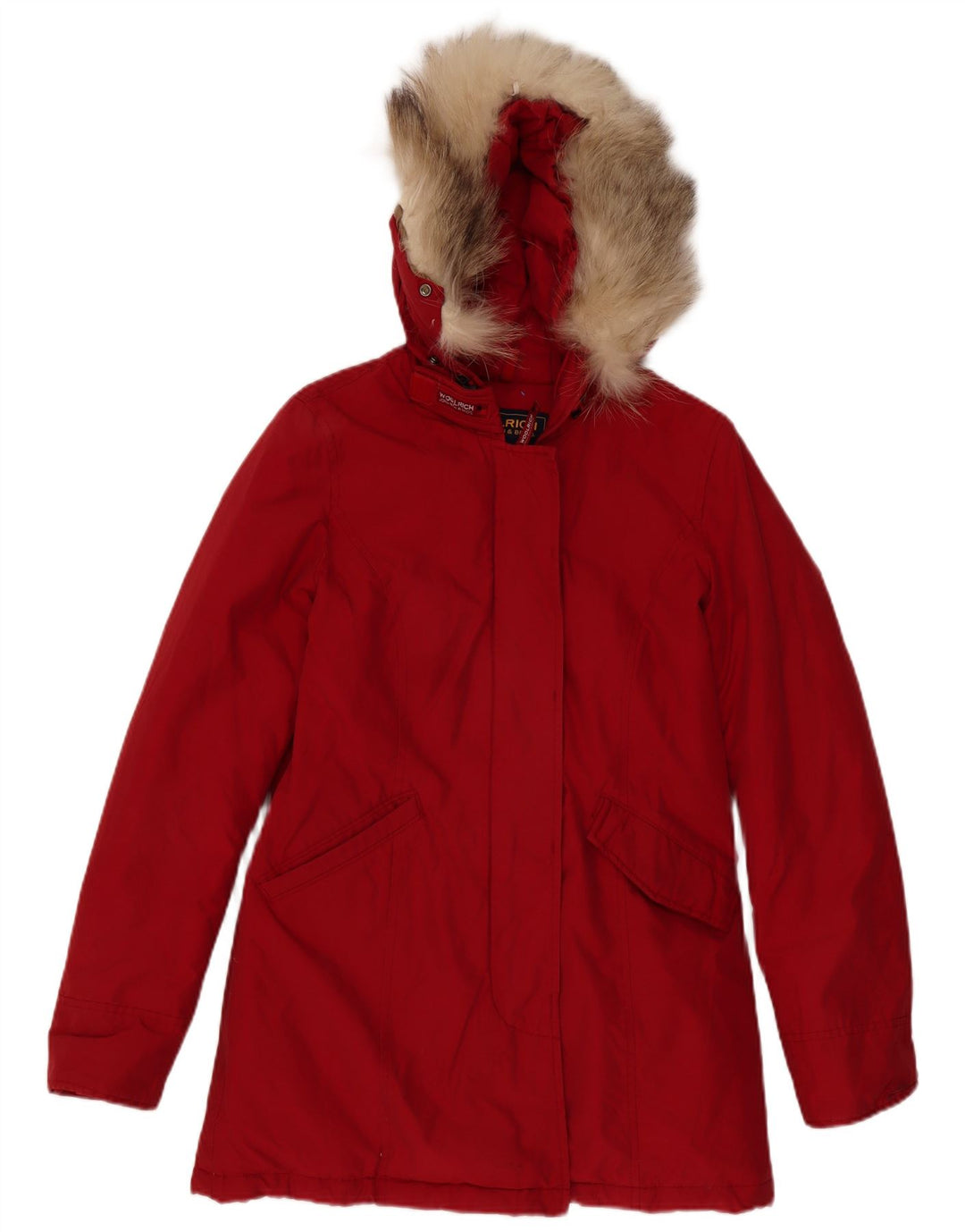 Женское длинное стеганое пальто с капюшоном Woolrich UK 10, маленькое бордовое