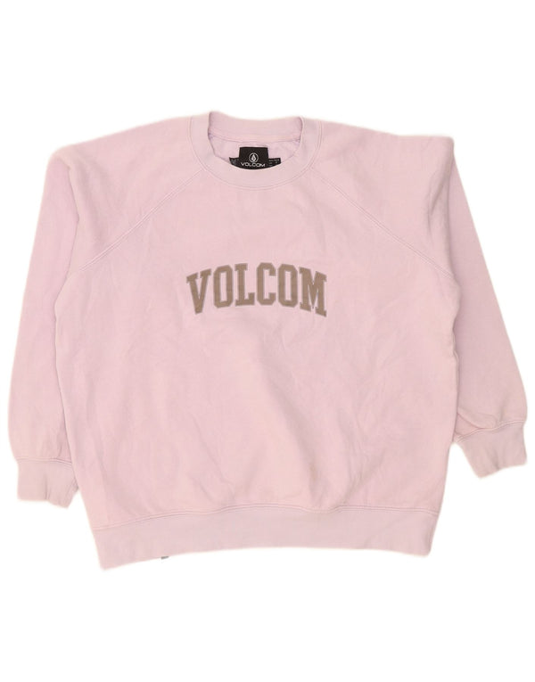 Volcom Женский свободный свитер с рисунком, размер США 4/6, маленький розовый хлопок