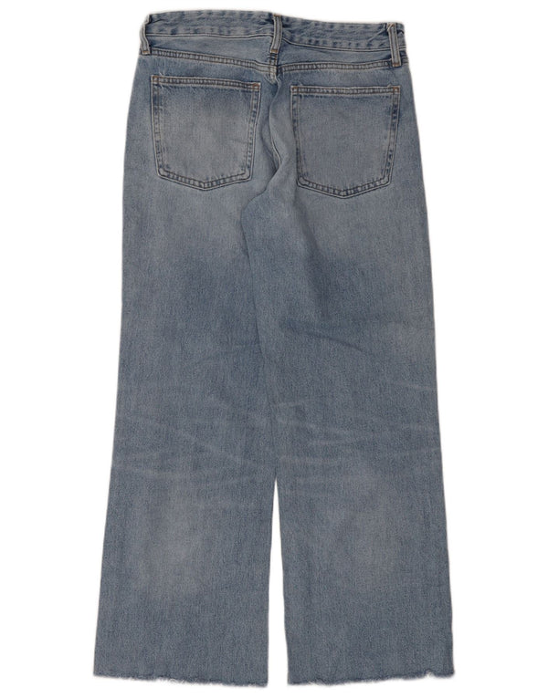 Женские потертые широкие джинсы Zara EU 38, маленькие W28 L29, синий хлопок