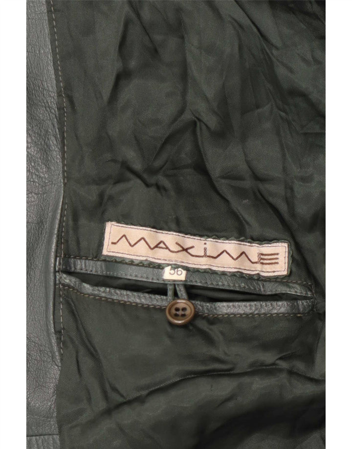 Мужская кожаная куртка Maxime IT 56 3XL хаки с цветными блоками