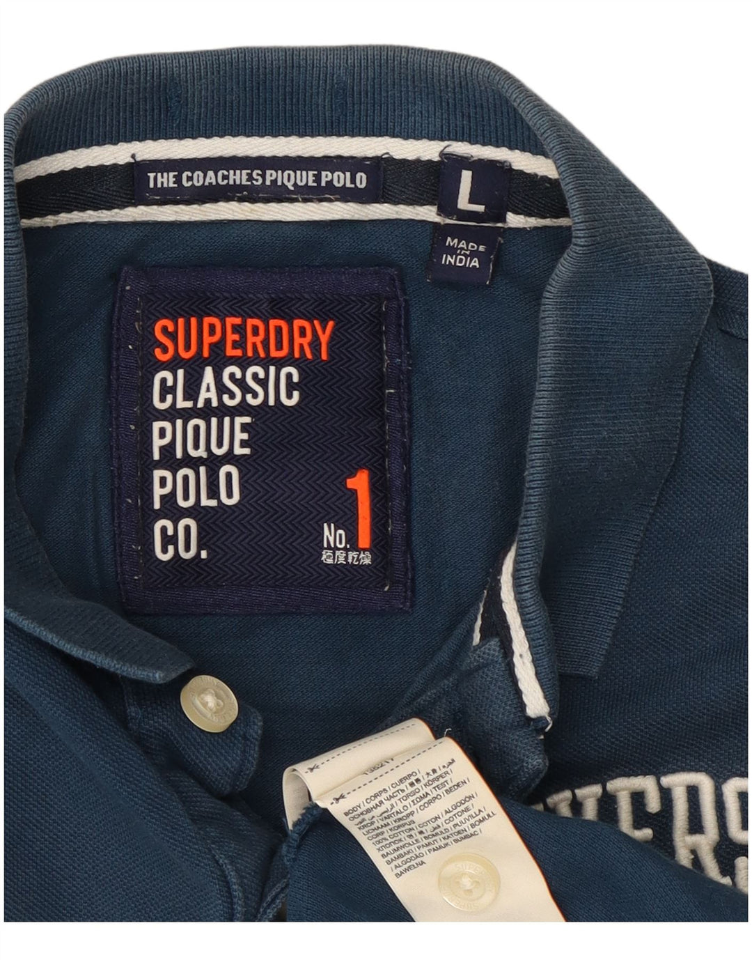 Мужская рубашка-поло с рисунком Superdry, большая синяя хлопковая ткань