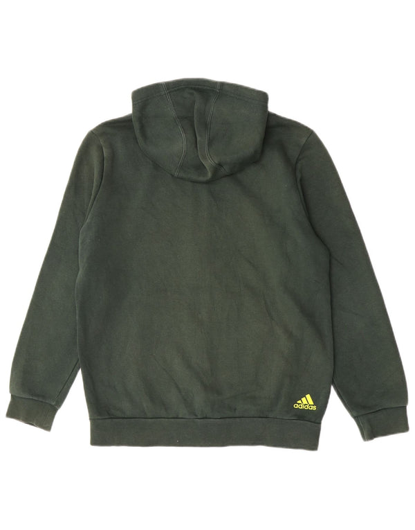Adidas Свитер с капюшоном на молнии с графическим рисунком для мальчиков 13-14 лет, зеленый хлопок