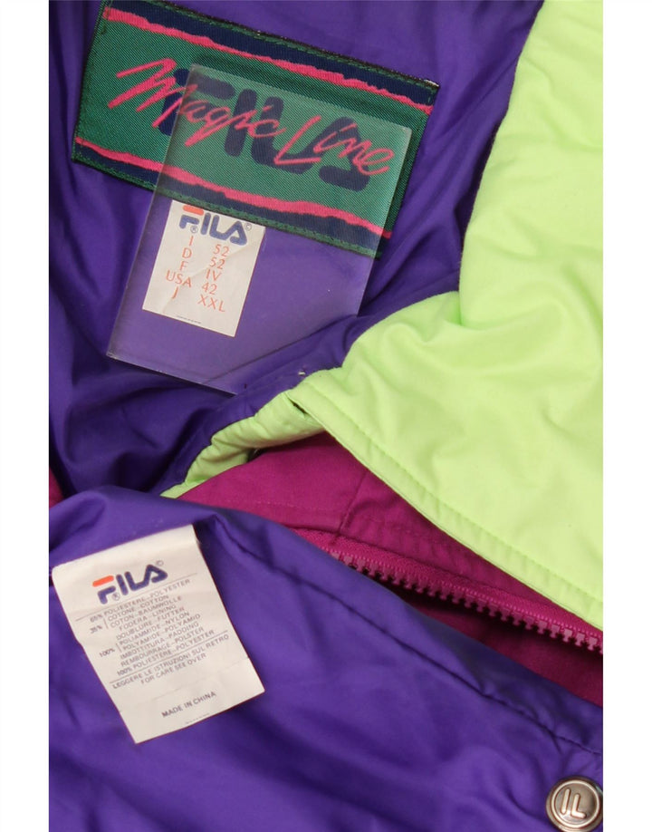 Fila Мужская утепленная куртка с капюшоном IT 52 XL Розовый Полиэстер с цветными блоками