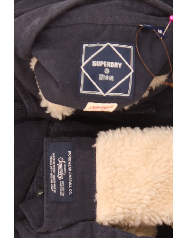 Мужская рубашка из шерпа-лесоруба Superdry среднего размера, темно-синяя, хлопковая