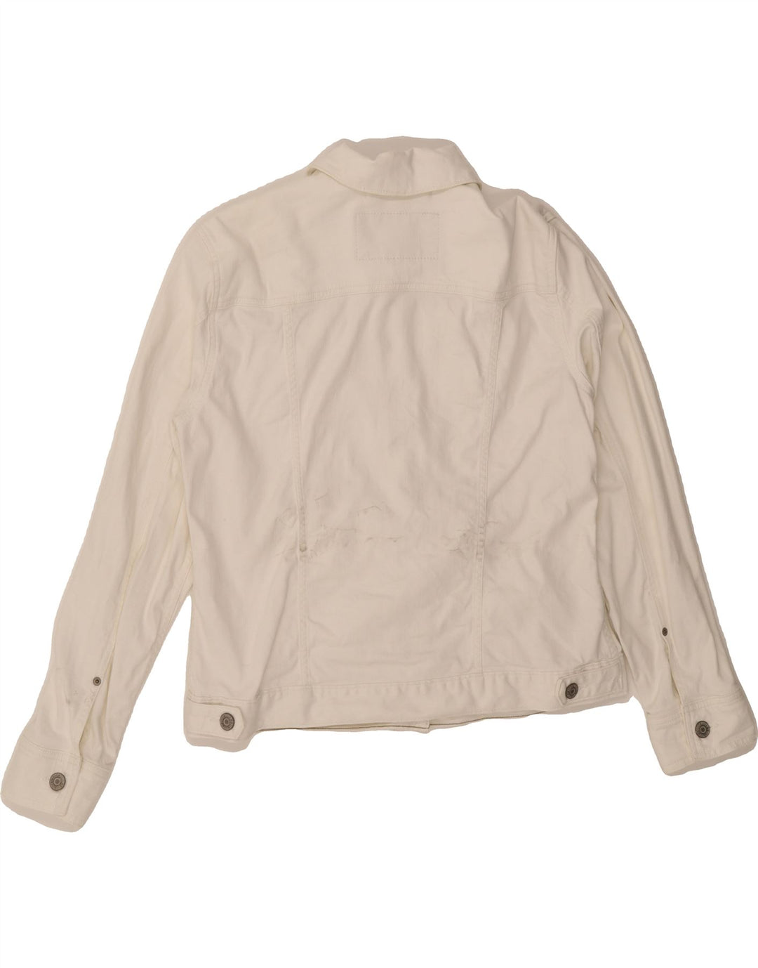 EDDIE BAUER Womens Denim Jacket UK 14 Large White Cotton Vintage Eddie Bauer and Second-Hand Eddie Bauer from Messina Hembry 