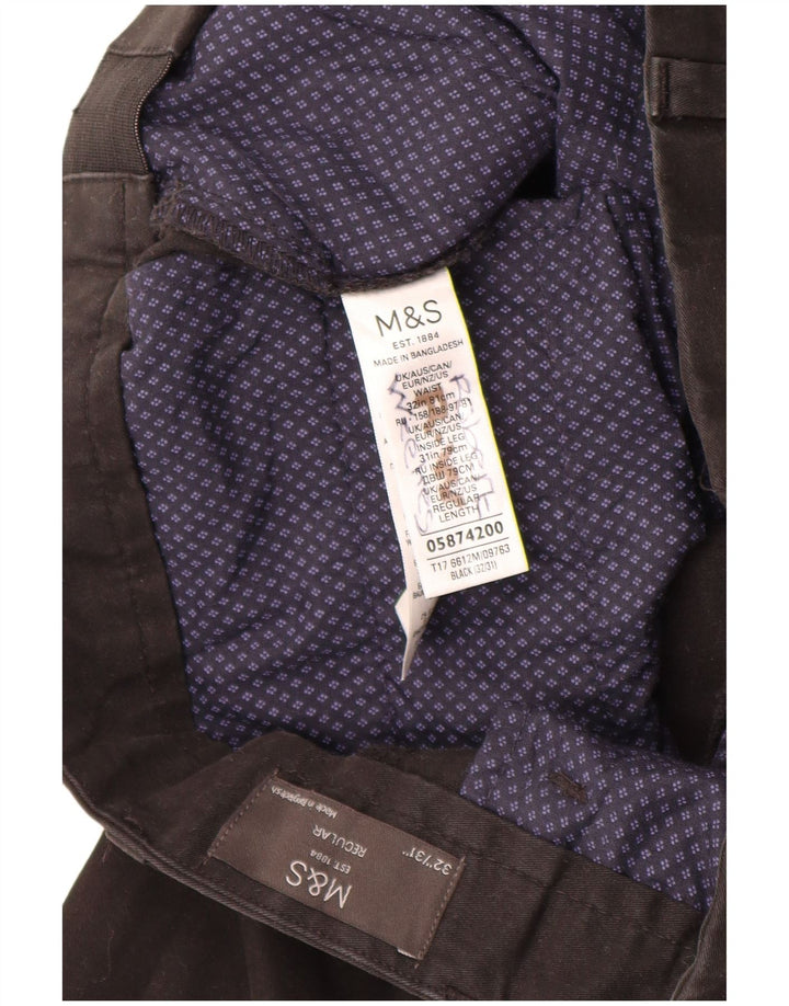 Мужские брюки-чиносы Marks & Spencer стандартного кроя W32 L31, черный хлопок