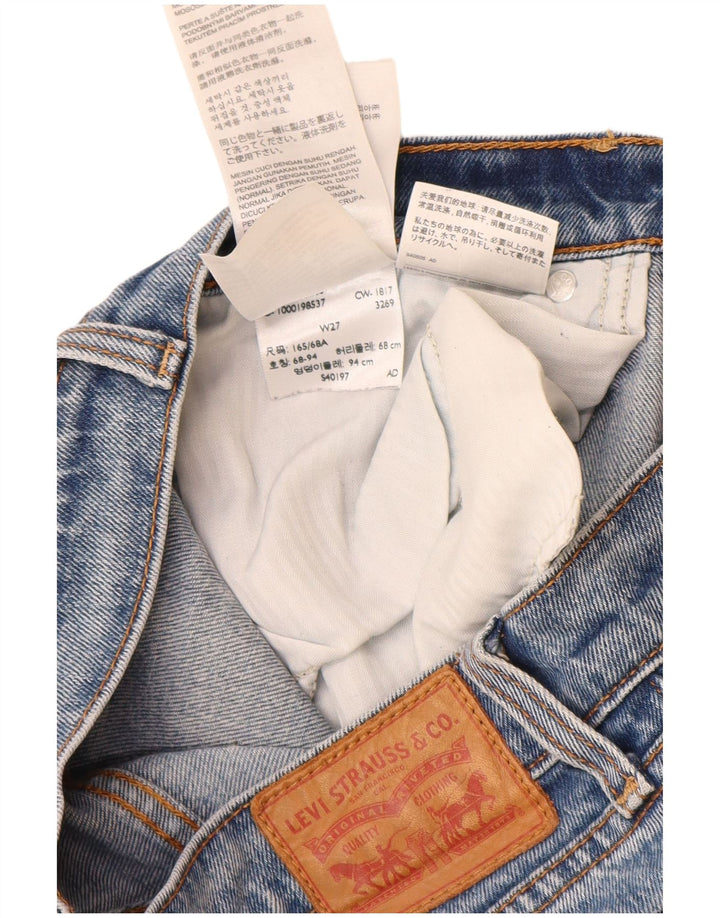 Женские потертые прямые джинсы Levi's W27 L26, синий хлопок