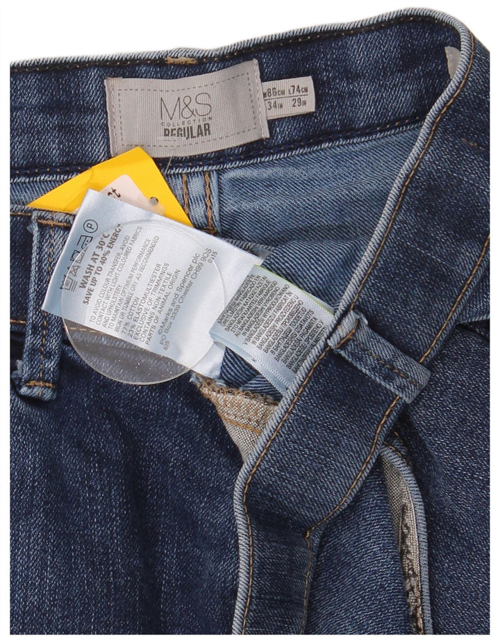 Мужские прямые джинсы Marks & Spencer W34 L29 синие, хлопок