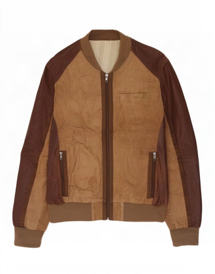 Куртка женская кожаная OVS IT 48 Medium Brown Colorblock