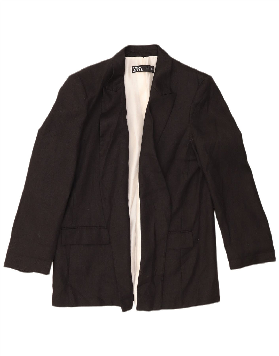 Женский открытый пиджак Zara UK 18 XL, черный льняной цвет