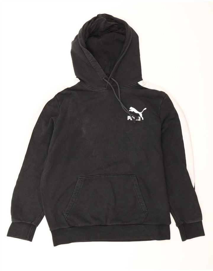 Мужской джемпер с капюшоном PUMA, средний черный, хлопок с цветными блоками