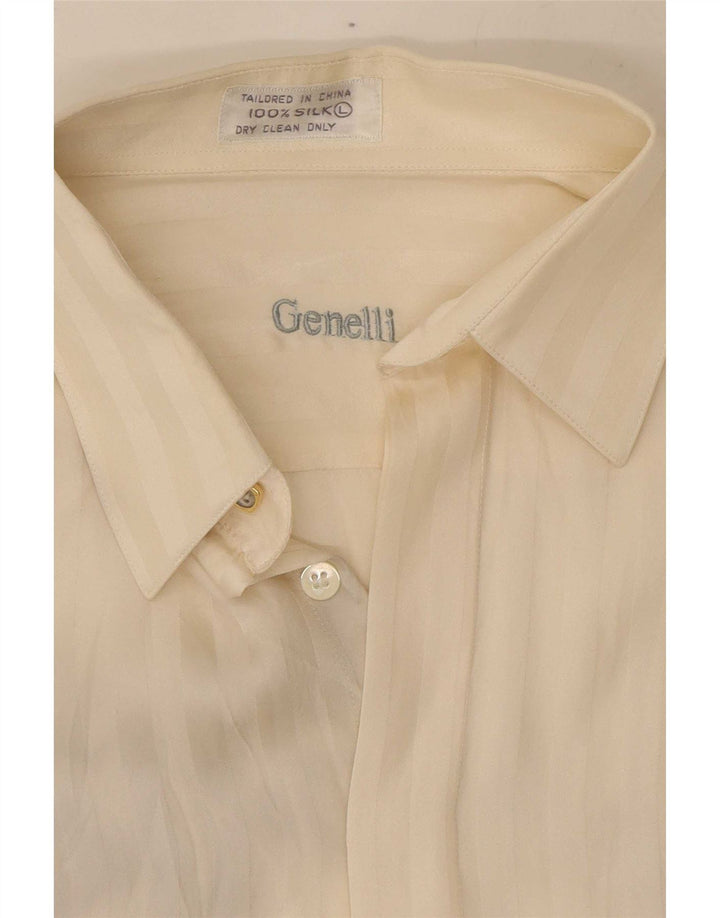 Женская блузка-рубашка Genelli UK 16, большая шелковая полоска в белую полоску