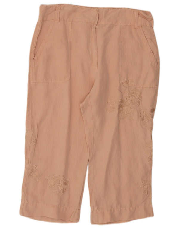 Женские капри Marks & Spencer UK 14, большие W34 L20, розовые с цветочным принтом