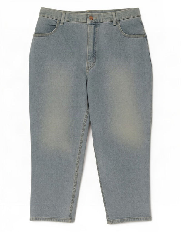 Женские капри с высокой талией Marks & Spencer, Великобритания, 18 XL, W32, L22, синие, хлопок