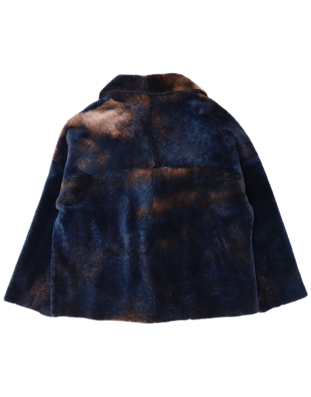 VINTAGE Женская куртка оверсайз с мехом IT 50 XL Темно-синяя кожа ягненка