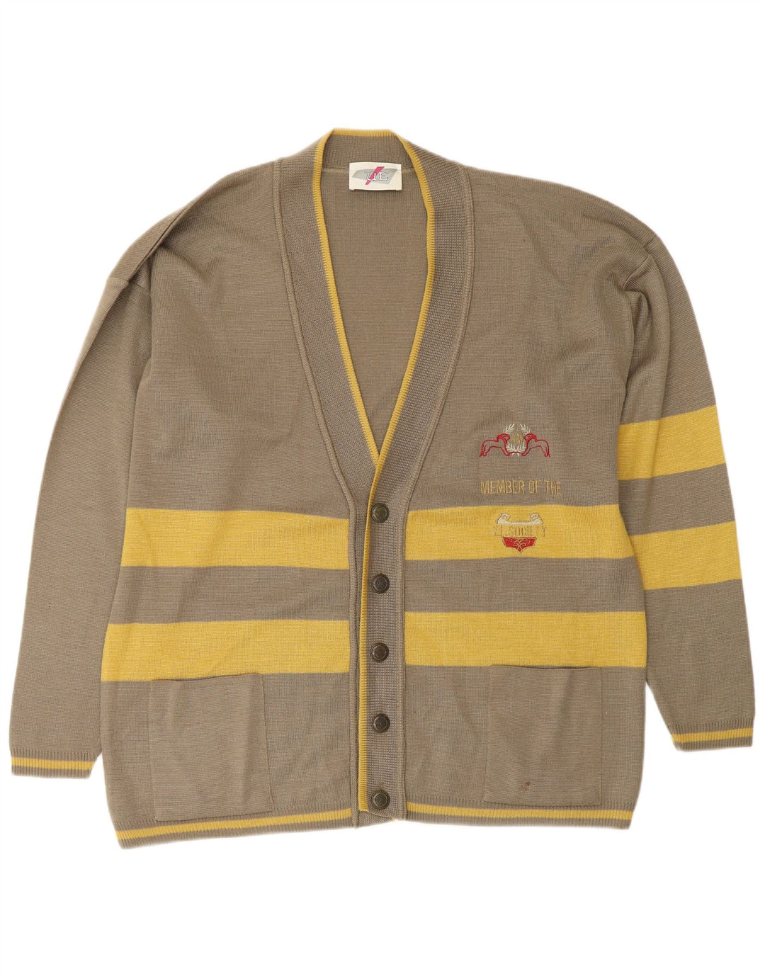 VINTAGE Мужской свободный кардиган-свитер из полиамида в большую зеленую полоску