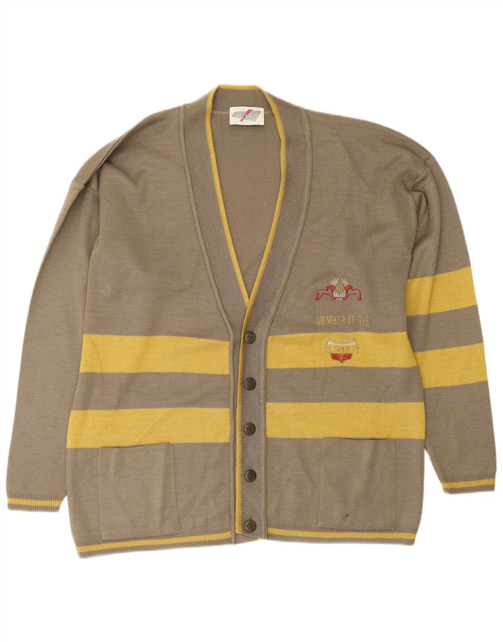 VINTAGE Мужской свободный кардиган-свитер из полиамида в большую зеленую полоску