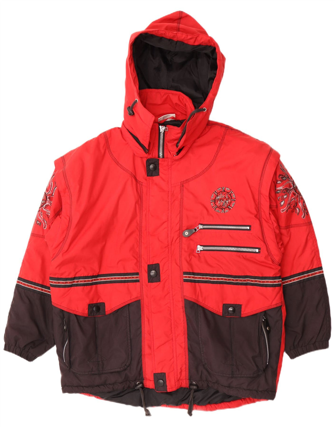 Мужская лыжная куртка Killtec с капюшоном и графическим рисунком UK 42 XL, красный полиэстер с цветными блоками