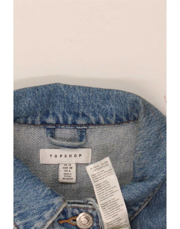Женская укороченная джинсовая куртка Topshop UK 10, маленький синий хлопок