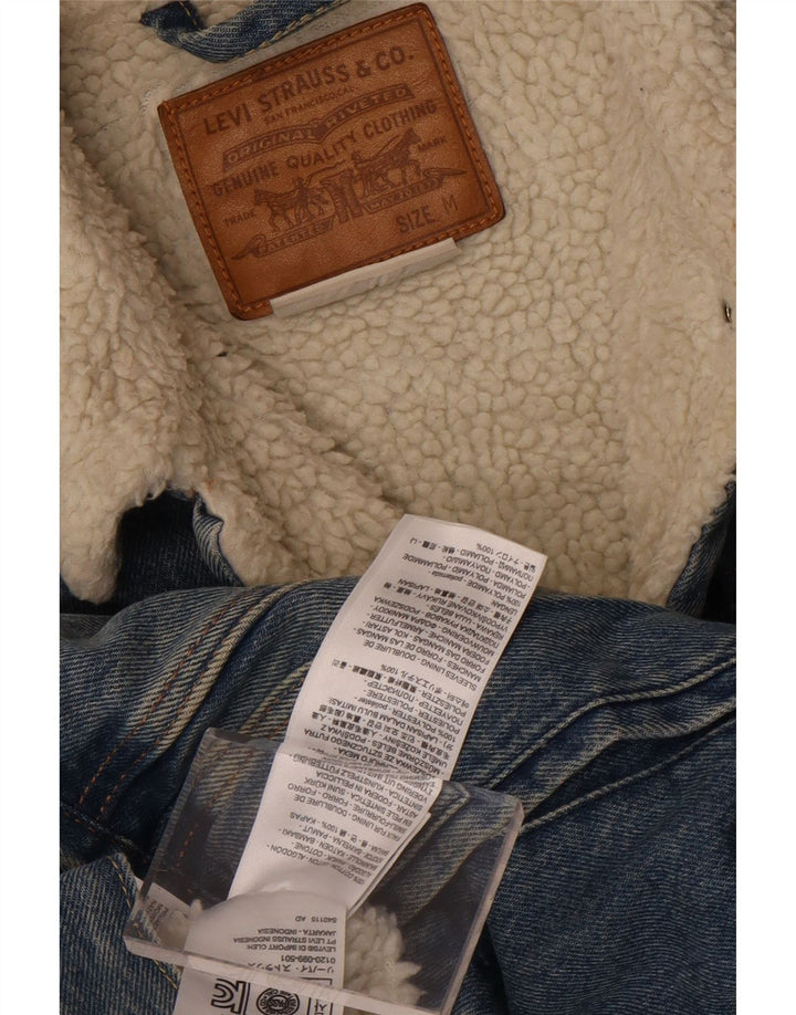 Мужская джинсовая куртка шерпа Levi's UK 38 средний синий хлопок