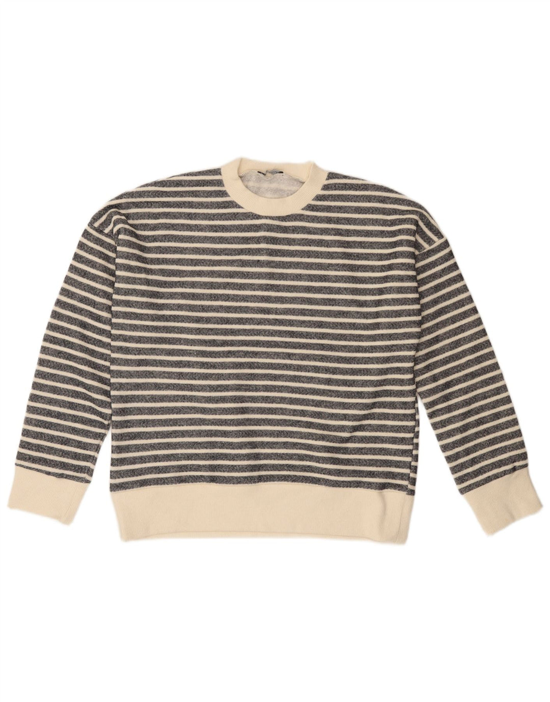 Женский джемпер с круглым вырезом ZARA UK 14, средний полиэстер в черную полоску