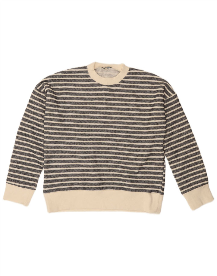 Женский джемпер с круглым вырезом ZARA UK 14, средний полиэстер в черную полоску