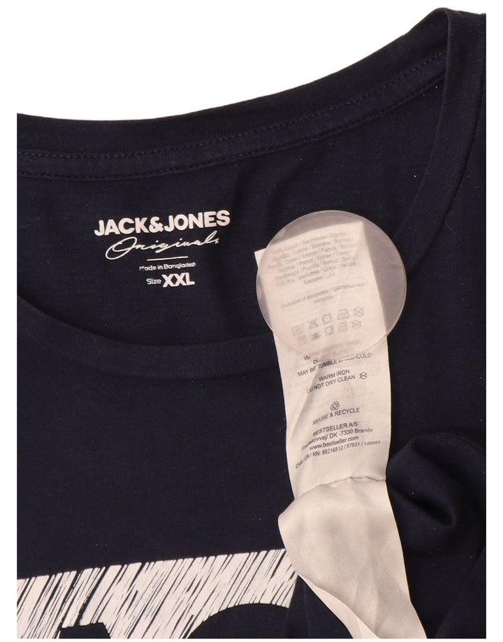 Мужская футболка с рисунком JACK & JONES, 2XL, темно-синий, хлопок
