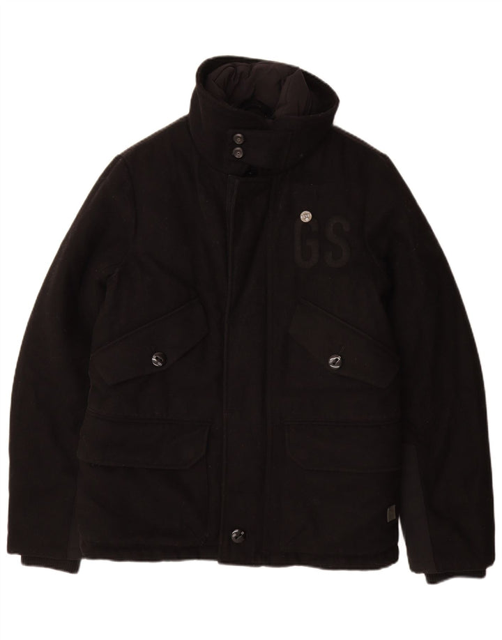 Мужская стеганая куртка G-Star с графическим рисунком UK 36, маленькая черная шерсть