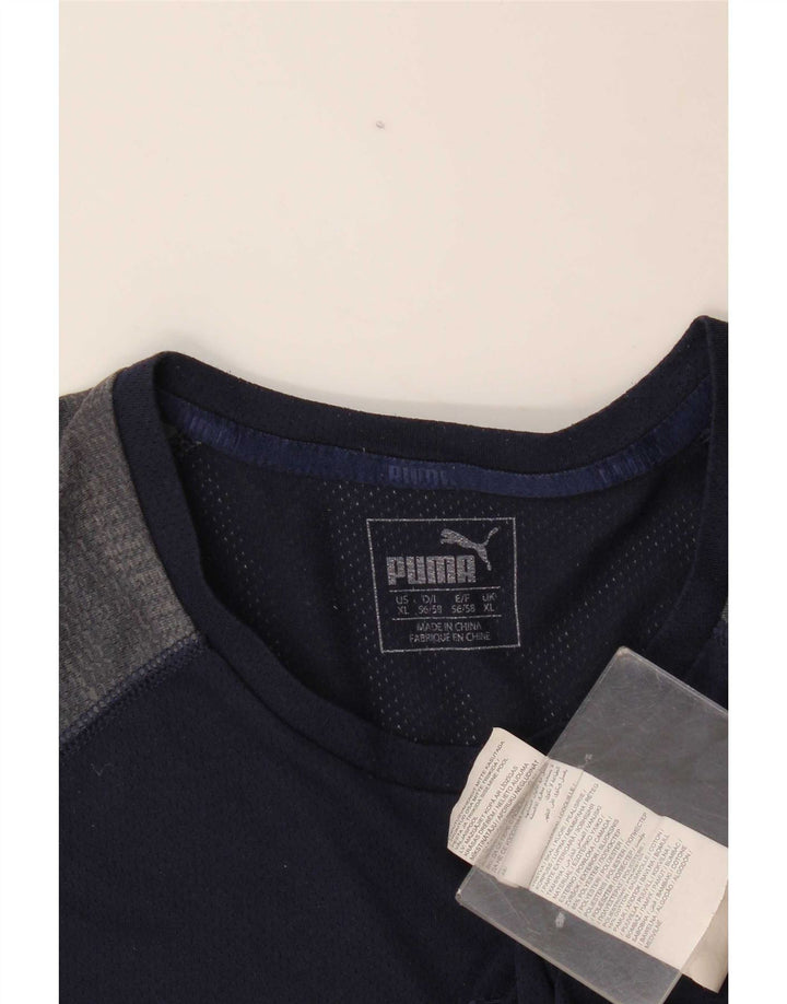 Мужская футболка Puma Top XL темно-синяя с цветными блоками из полиэстера